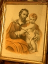 Estampe (?) encadrée : Saint Joseph et l'Enfant