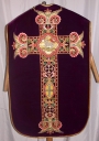 Ornement violet 4 : chasuble, bourse de corporal, étole, manipule, voile de calice