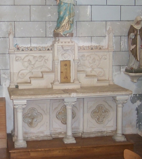Ensemble de l'autel de la Vierge : autel, tabernacle, 3 gradins