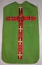 Ornement vert 3 : chasuble, bourse de corporal, étole, manipule, voile de calice