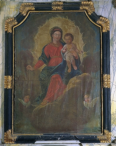 Tableau, cadre (tableau d'autel) : Don du Rosaire