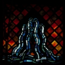 Ensemble des verrières figurées et décoratives de la chapelle des fonts (baies 1, 3, 5, 7, 9, 11)