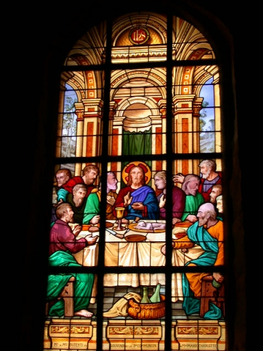 Verrière à personnages de la baie 4 : La Cène