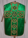 Ornement vert 3 : chasuble, manipule, voile de calice