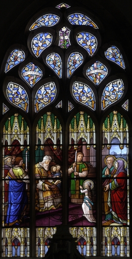 Verrière : Présentation de la Vierge au Temple, la Ferrière (Pluméliau fusionnée en Pluméliau-Bieuzy en 2019)