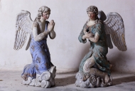Ensemble de 2 statues (en pendant) : Anges adorateurs