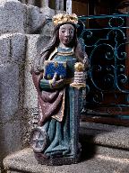 Statue (d'applique, petite nature) : sainte Catherine d'Alexandrie, église paroissiale Saint-Idunet (Châteaulin)