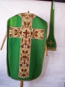 Ornement vert 3 : chasuble, étole, bourse de corporal