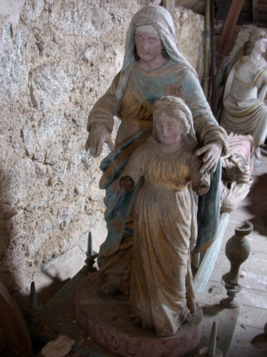 Groupe sculpté de procession : Education de la Vierge (Pluméliau fusionnée en Pluméliau-Bieuzy en 2019)
