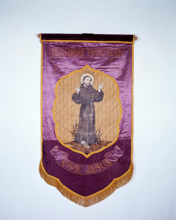 Bannière de procession de tiers-ordre : Saint François d'Assise, basilique Notre-Dame-du-Roncier (Josselin)