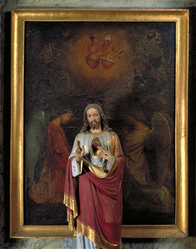 Tableau : Adoration des saints coeurs de Jésus et de Marie