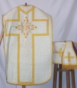 Ornement blanc 1 : chasuble, étole, voile de calice