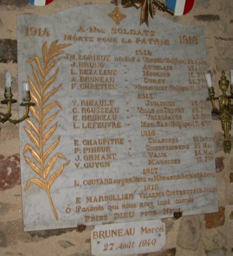 Tableau commémoratif des morts de la guerre 1914-1918