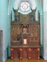 Ensemble du maître-autel : autel, tabernacle, exposition, retable, 2 gradins d'autel, 2 bas-reliefs degré d'autel