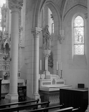 Autel, gradin d'autel, groupe sculpté (autel secondaire) : Education de la Vierge, dit de Sainte Anne, église paroissiale Notre-Dame (Pocé-les-Bois)