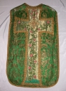 Ornement vert 1 : chasuble, manipule, bourse de corporal