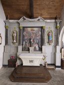 Ensemble de l'autel secondaire nord : autel, tabernacle, retable, 2 gradins d'autel, église Saint-Malo (Monterrein fusionnée en Ploërmel en 2019)