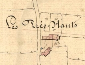 Alignement de deux fermes, les Prés Hauts (Brécé)