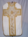 Ornement blanc 1 : chasuble, étole, bourse de corporal, manipule