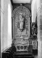 Ensemble des deux autels secondaires de Saint-Joseph et du Rosaire : deux autels, deux retables, gradins d'autel, église paroissiale Saint-Pierre (Plougar)