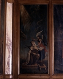 Tableau (9) : le Calvaire, saint Jean et saint Matthieu, saint Boniface, sainte Françoise, saint Joseph, père Maunoir, église paroissiale Saint-Pierre, Saint-Paul (Neulliac)