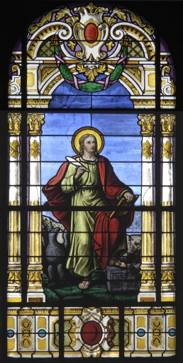 Ensemble de 2 verrières à personnages des baies 1 et 2 : Saint Jean, Saint Pierre